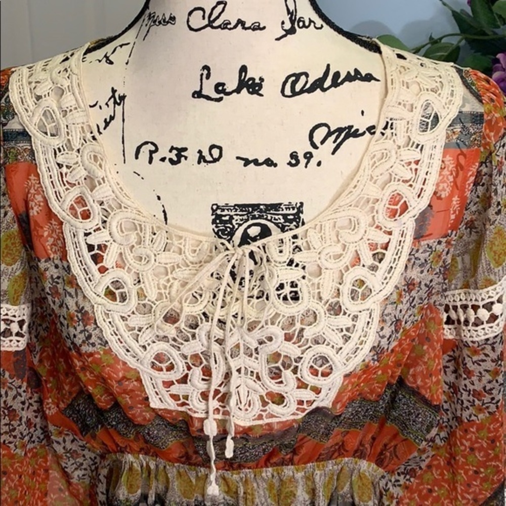 Sheer Peasant Blouse with Batwing Sleeves - Picture 5 of 6